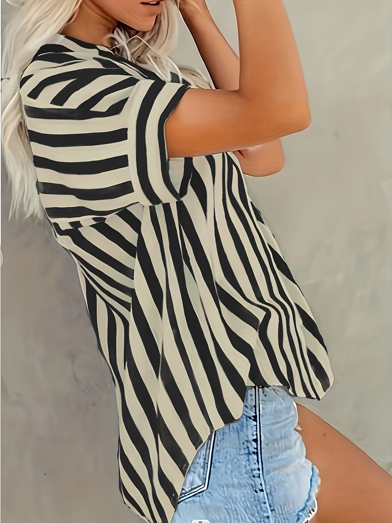 Damen Bluse – Baumwollmix – Gestreift & Lockerer Schnitt