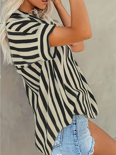 Damen Bluse – Baumwollmix – Gestreift & Lockerer Schnitt