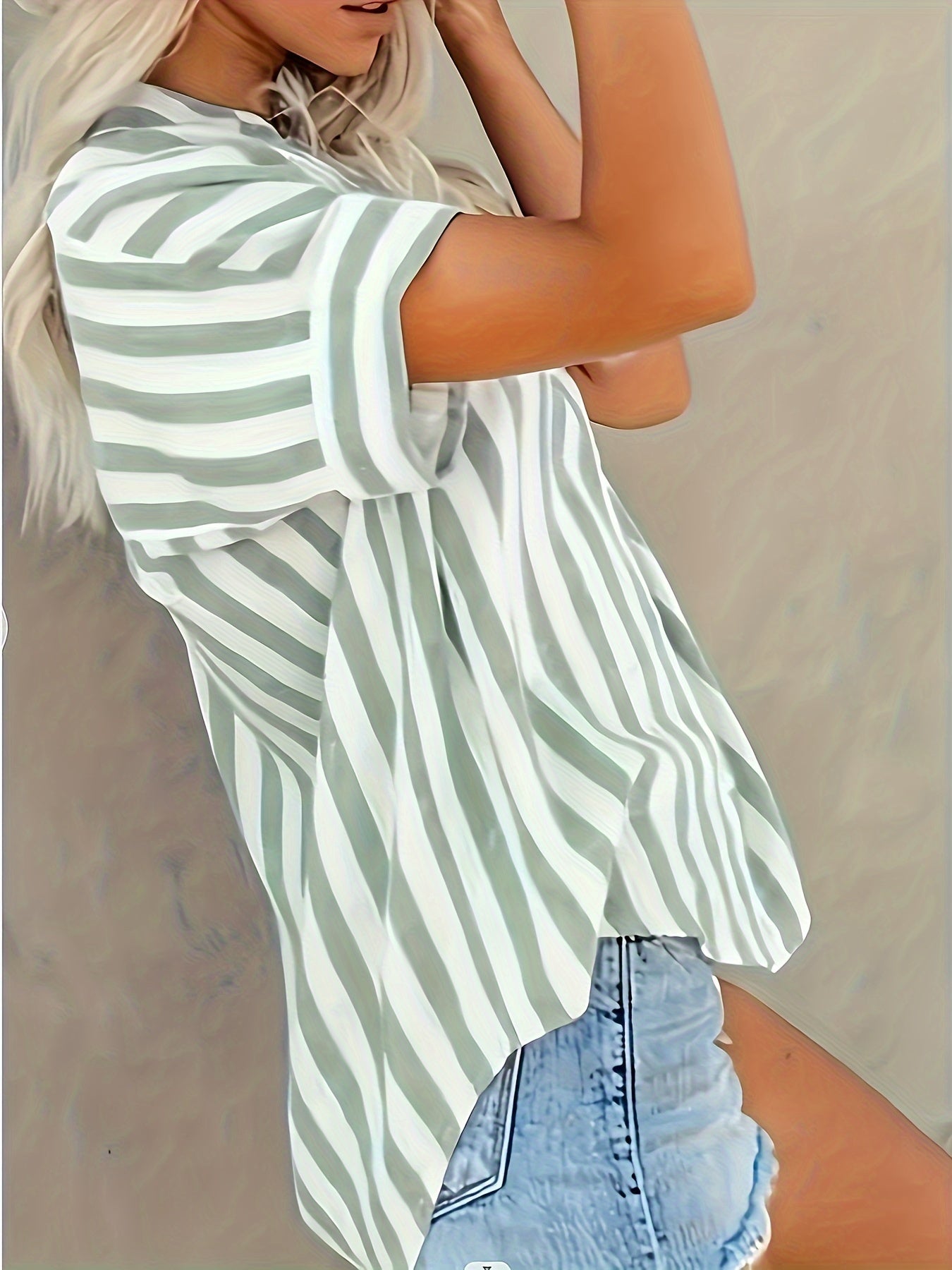 Damen Bluse – Baumwollmix – Gestreift & Lockerer Schnitt