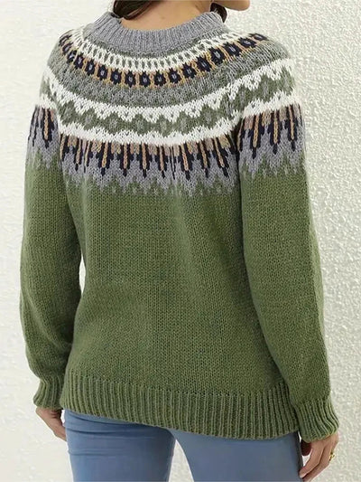 Norweger Grobstrickpullover Damen | Rundhals Mit Fair Isle Muster