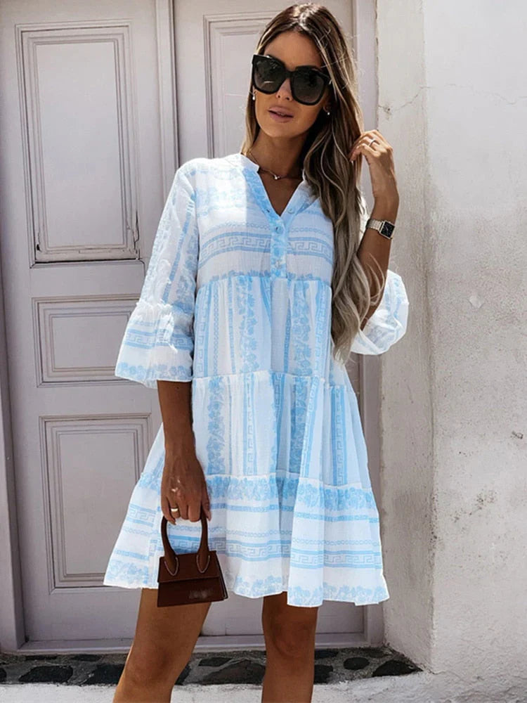Verna – Stilvolles Boho-Stufenkleid