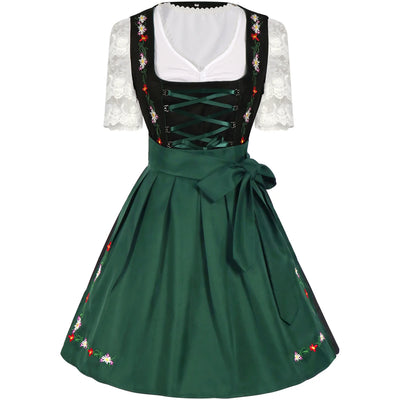 Damen Traditionell Grün und Schwarz Oktoberfest Dirndl Kleid