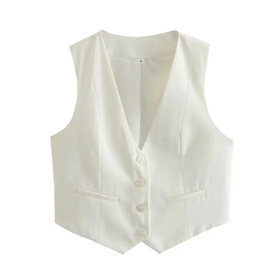 Cropped Gilet Top – schwarz oder weiß, tailliert & stretchy – Layering Must-have