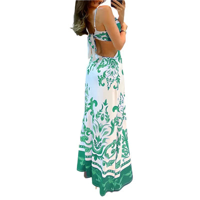 Sorimae – Smaragdgrünes Barock-Maxikleid mit Spaghettiträgern