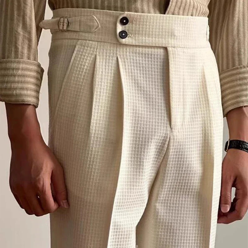 Peter | Elegante Two-Waist Knopfleiste Herrenhose mit hoher Taille