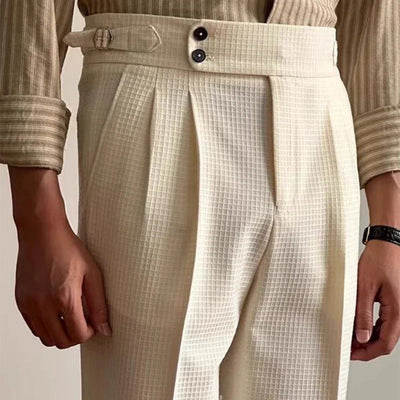 Peter | Elegante Two-Waist Knopfleiste Herrenhose mit hoher Taille