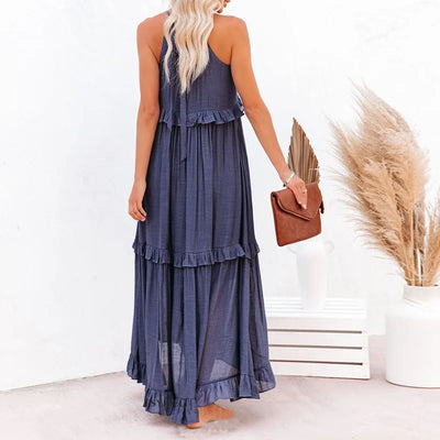 Boho Maxikleid mit Volants & Neckholder-Ausschnitt – Sommerlich & Feminin