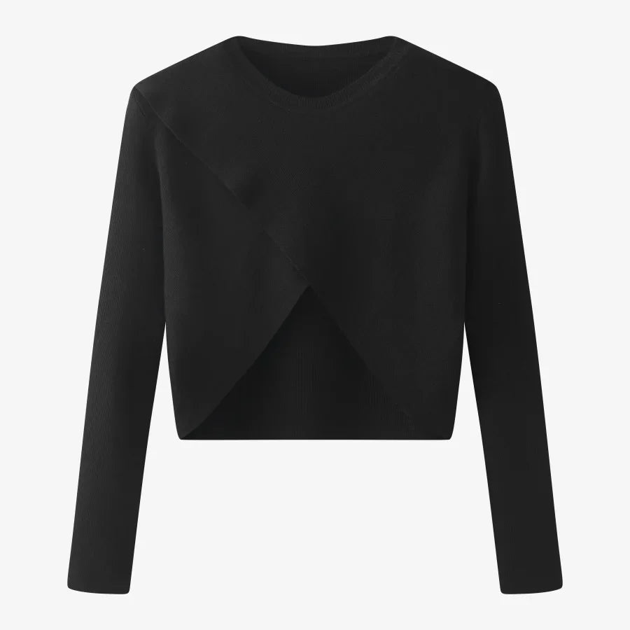 Elegantes Satinkleid - Stricktop-Kombinationsset