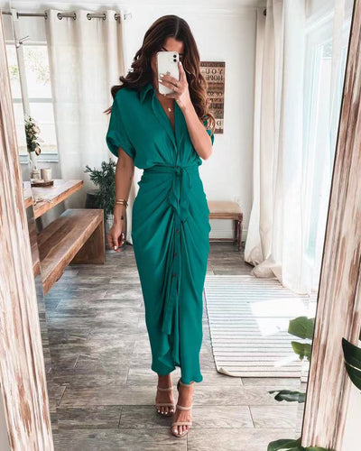Damen Midikleid aus Baumwolle mit figurbetontem Schnitt und Knopfleiste
