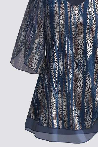 Yunari – Transparente Chiffonbluse mit Animalprint