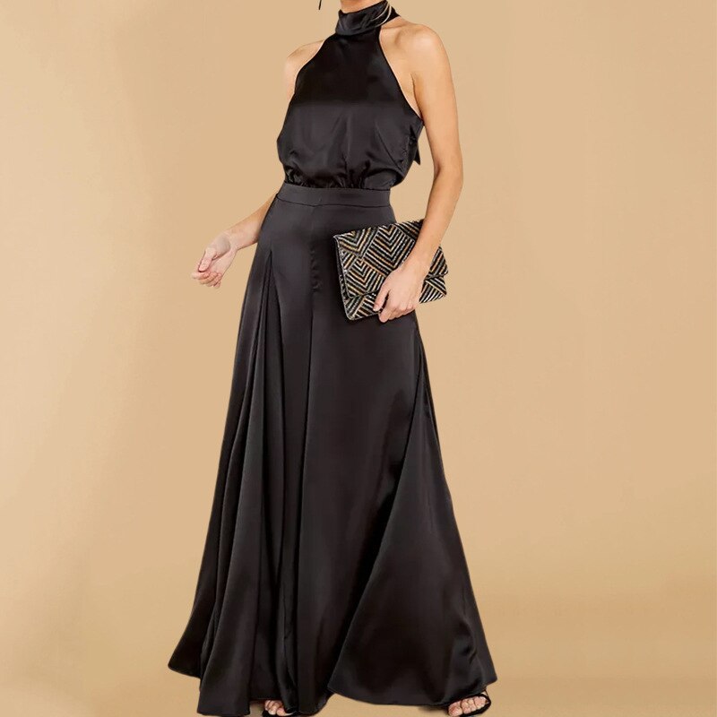 Damen-Jumpsuit mit Neckholder und weitem Bein