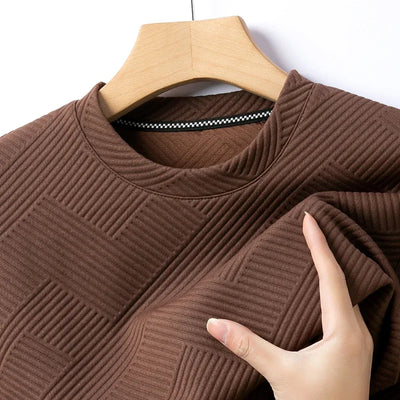 Stefan | Geometrisch gemusterte Comfort Herren Jacquard Crewneck T-Shirts