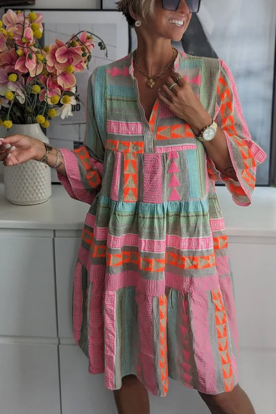 Sienna | Bohemian Geometric Tiered Dress