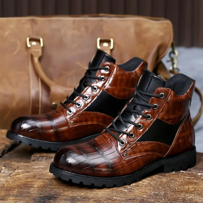 DANE FERRARA CROC LEATHER BOOTS