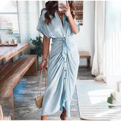 Damen Midikleid aus Baumwolle mit figurbetontem Schnitt und Knopfleiste