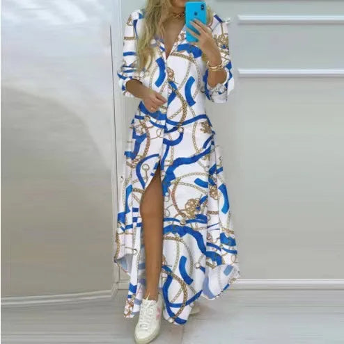 Franzine – Langärmliges Maxikleid mit Knopfleiste