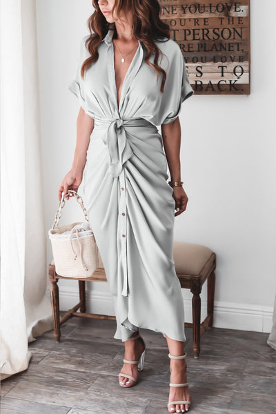 Damen Midikleid aus Baumwolle mit figurbetontem Schnitt und Knopfleiste