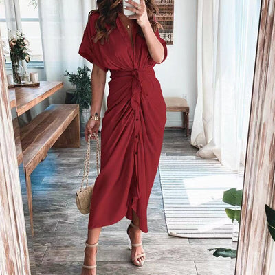 Damen Midikleid aus Baumwolle mit figurbetontem Schnitt und Knopfleiste