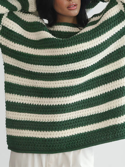 Gestreifter Damen-Strickpullover