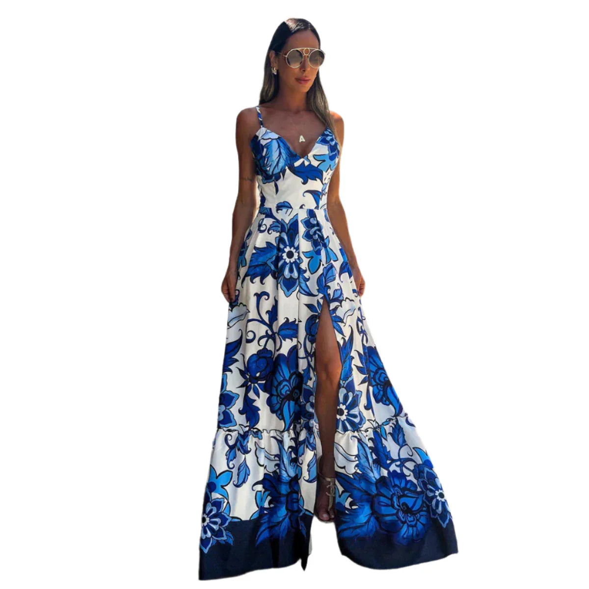 Rionette – Bedrucktes Sommer-Maxikleid mit Spaghettiträgern