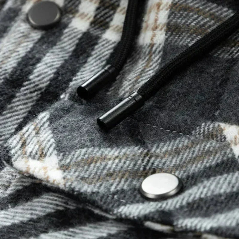 Kariertes Kapuzenjacke für Herren mit Brusttaschen