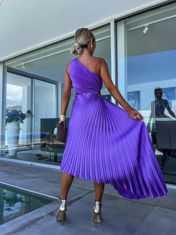 Damenkleid plissiert asymmetrisch elegant | Für Sommer oder festliche Anlässe