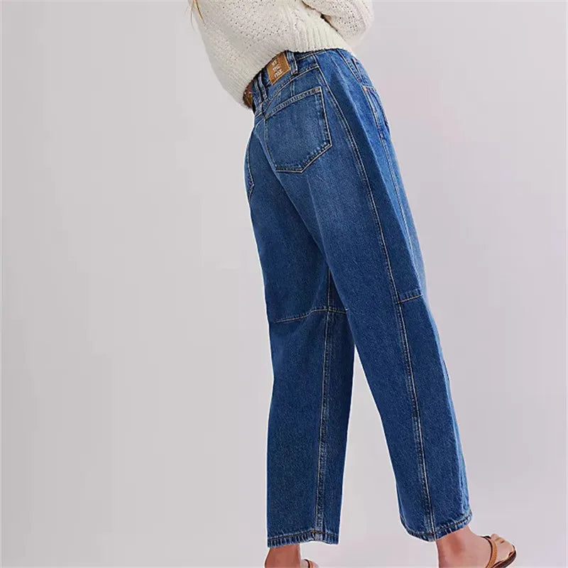 Damen-Baggy-Jeans mit elastischem Beinabschluss
