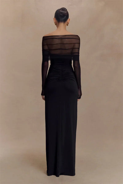 Schulterfreies Maxikleid mit Cut-Out und langen Ärmeln für Damen