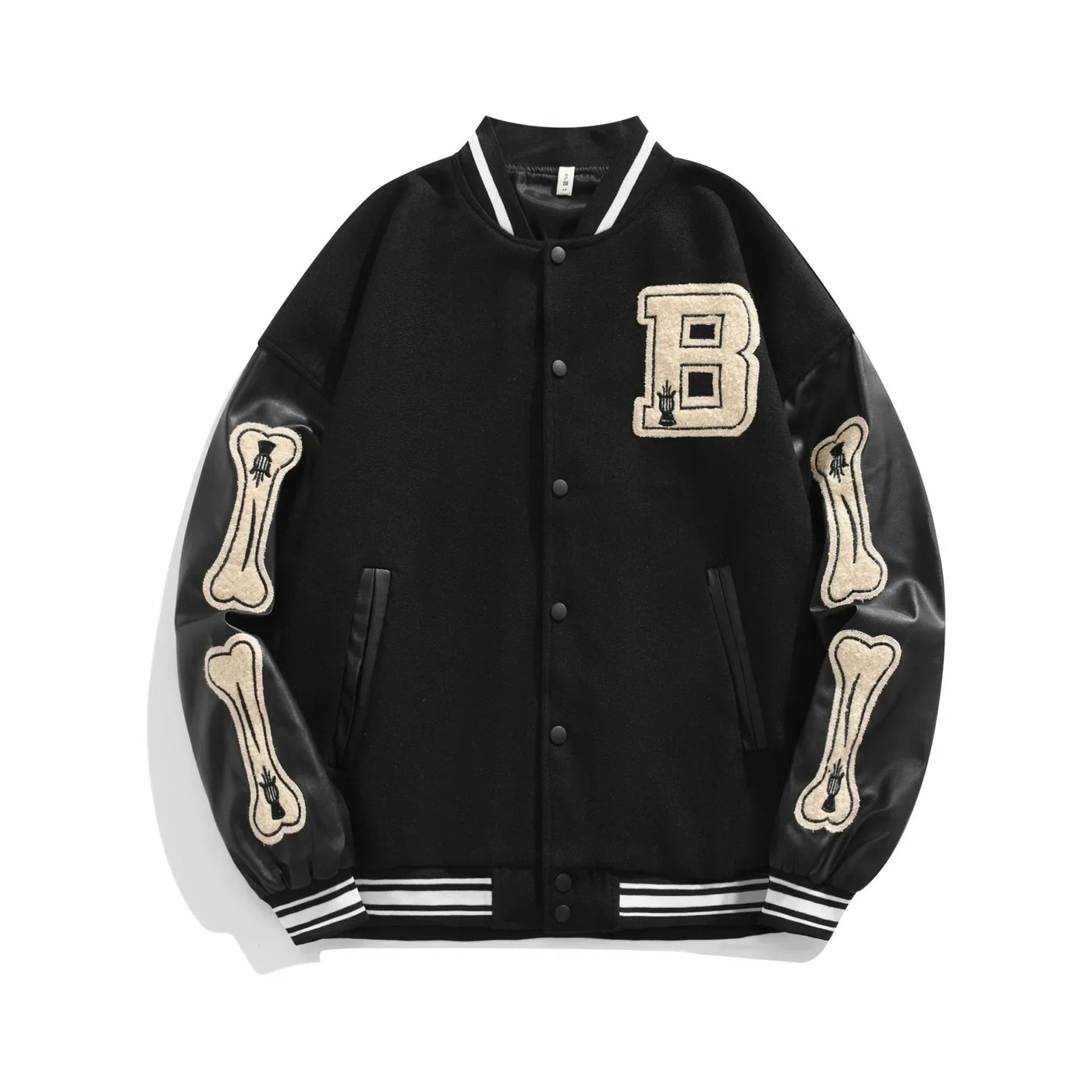 Beatrice | Harajuku Varsity Collegejacke mit Kunstleder-Ärmeln