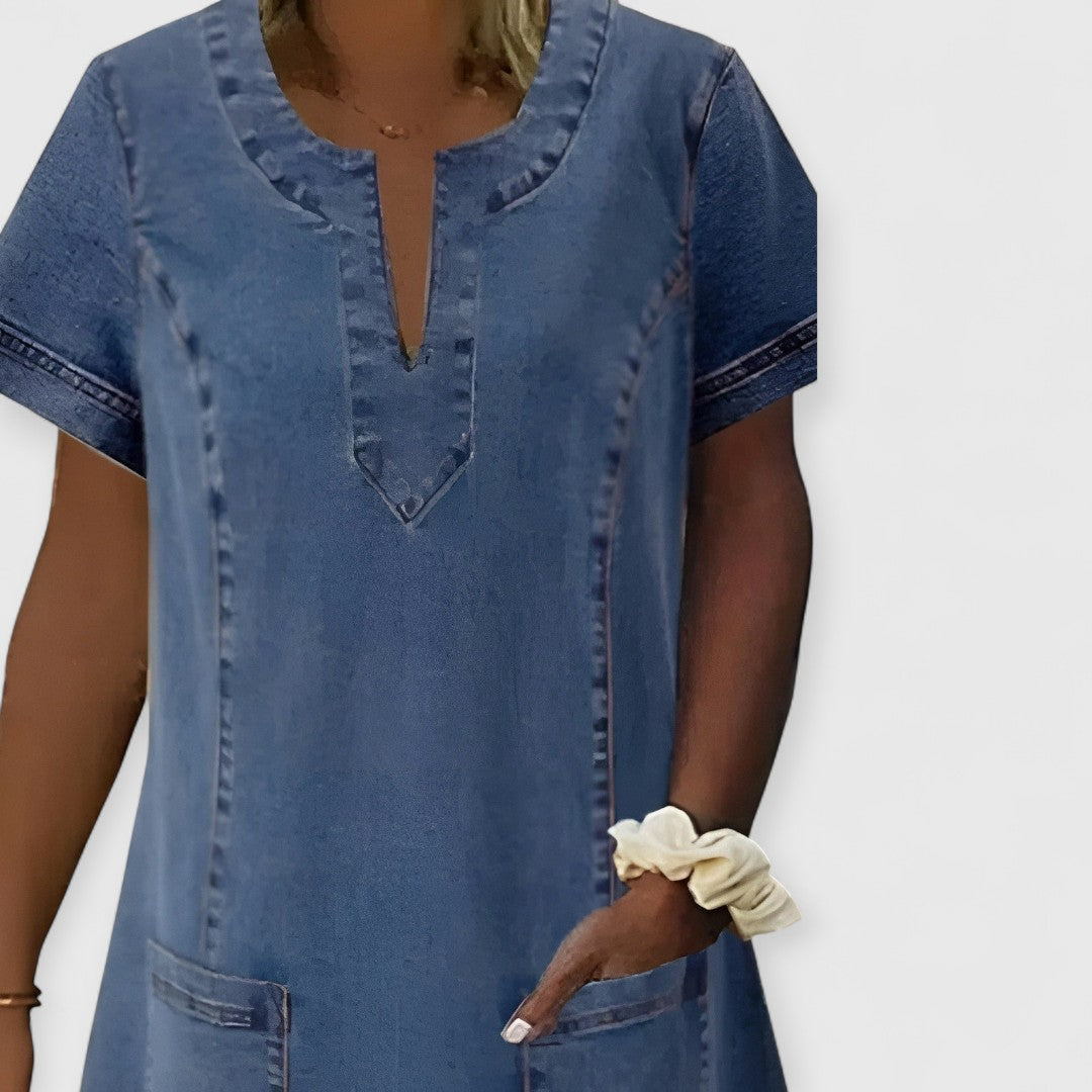 Monica | Weiches Denim-Kleid mit Taschen