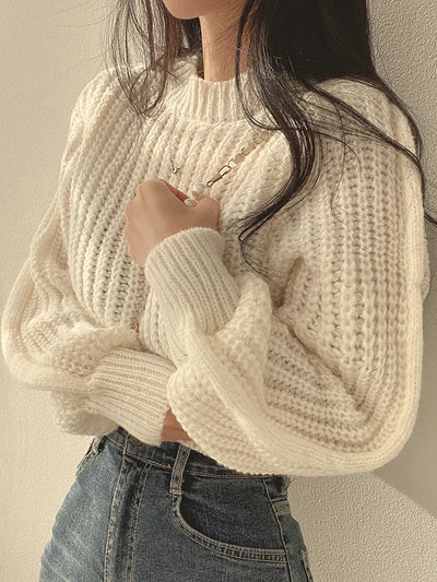 Gekürzter Strickpullover für Damen