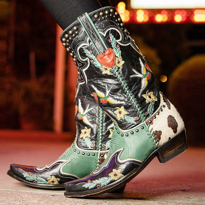 Damen Cowboy Boots Schwarz – Western-Stil mit Blockabsatz