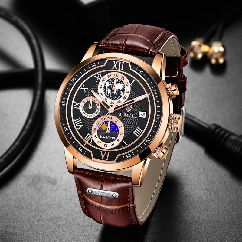 Chronographuhr mit hochwertigem Lederarmband