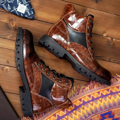 DANE FERRARA CROC LEATHER BOOTS