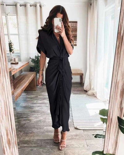 Damen Midikleid aus Baumwolle mit figurbetontem Schnitt und Knopfleiste