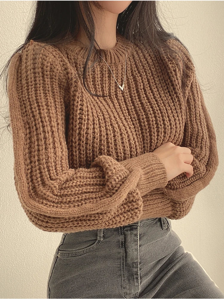 Gekürzter Strickpullover für Damen