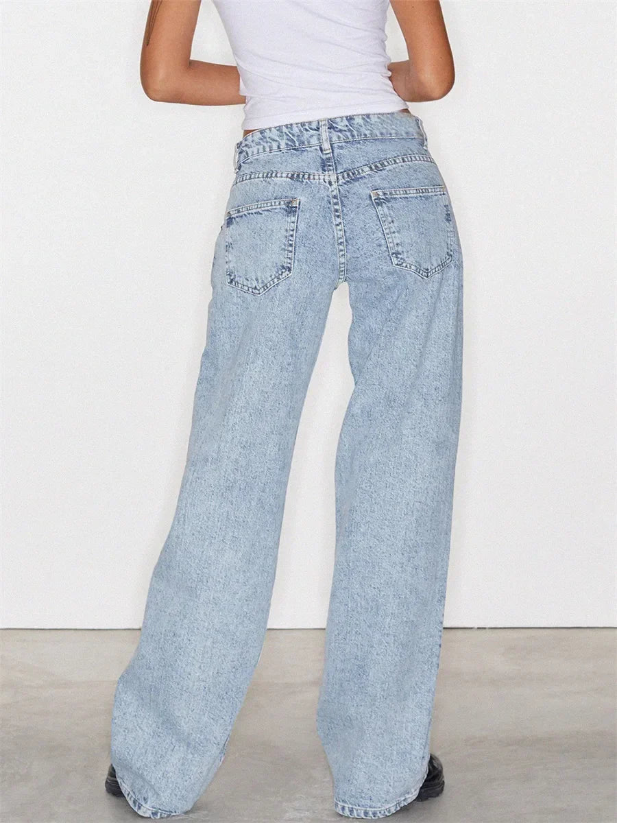 Damen-Weitbein-Jeans im Vintage-Look