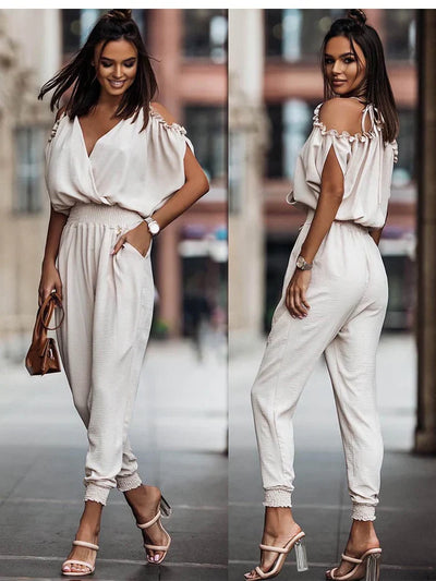 Vienna - Jumpsuit mit gerafften Schultern und gesmokten Manschetten