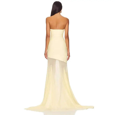 Schulterfreies Maxikleid mit Tüllrock und figurbetontem Schnitt für Damen