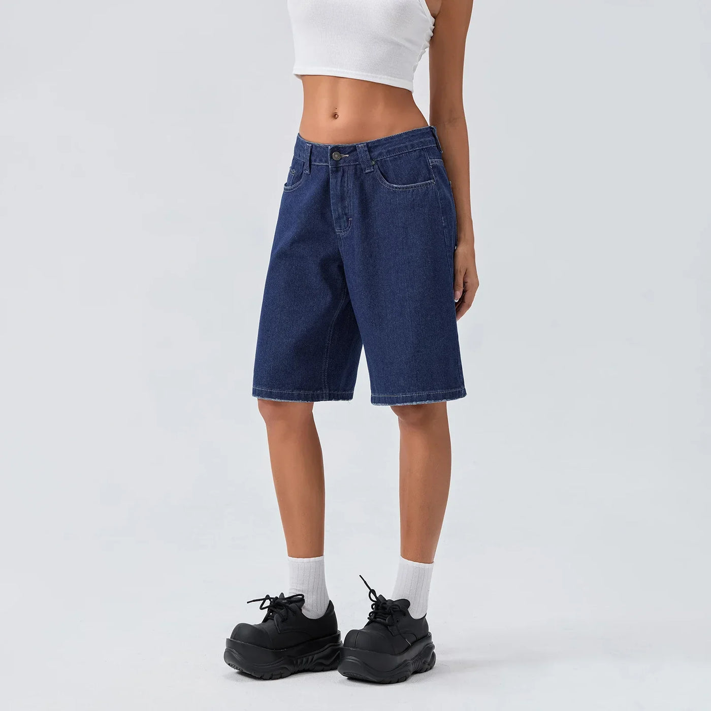 Damen-Bermuda-Jeansshorts im Loose-Fit