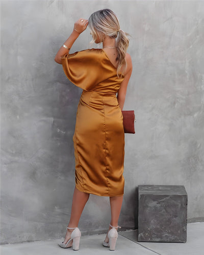 Damen Kleid Satinkleid Asymmetrisch Ärmellos Für Sommer