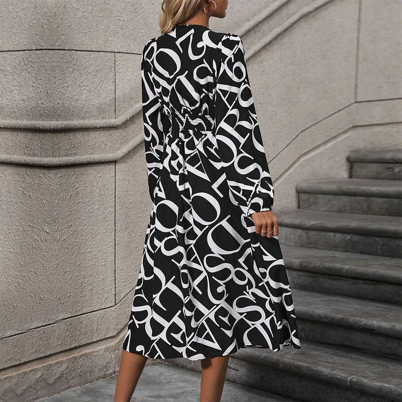 Elena | Elegantes Geometrisches Design Damenkleid