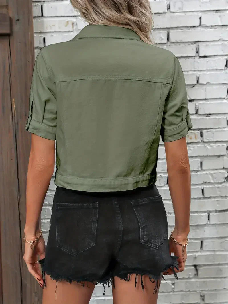 Damen Jeansjacke mit kurzen Ärmeln – Lässiger Streetstyle für den Sommer