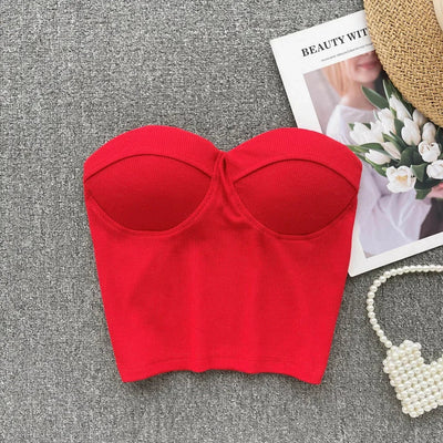 Bustier-Top mit Rippstruktur und geformten Cups für Damen