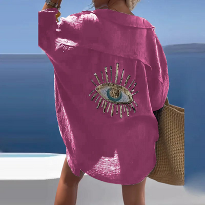 Sara | Stilvolles Hemd mit Pailletten und Perlenakzent