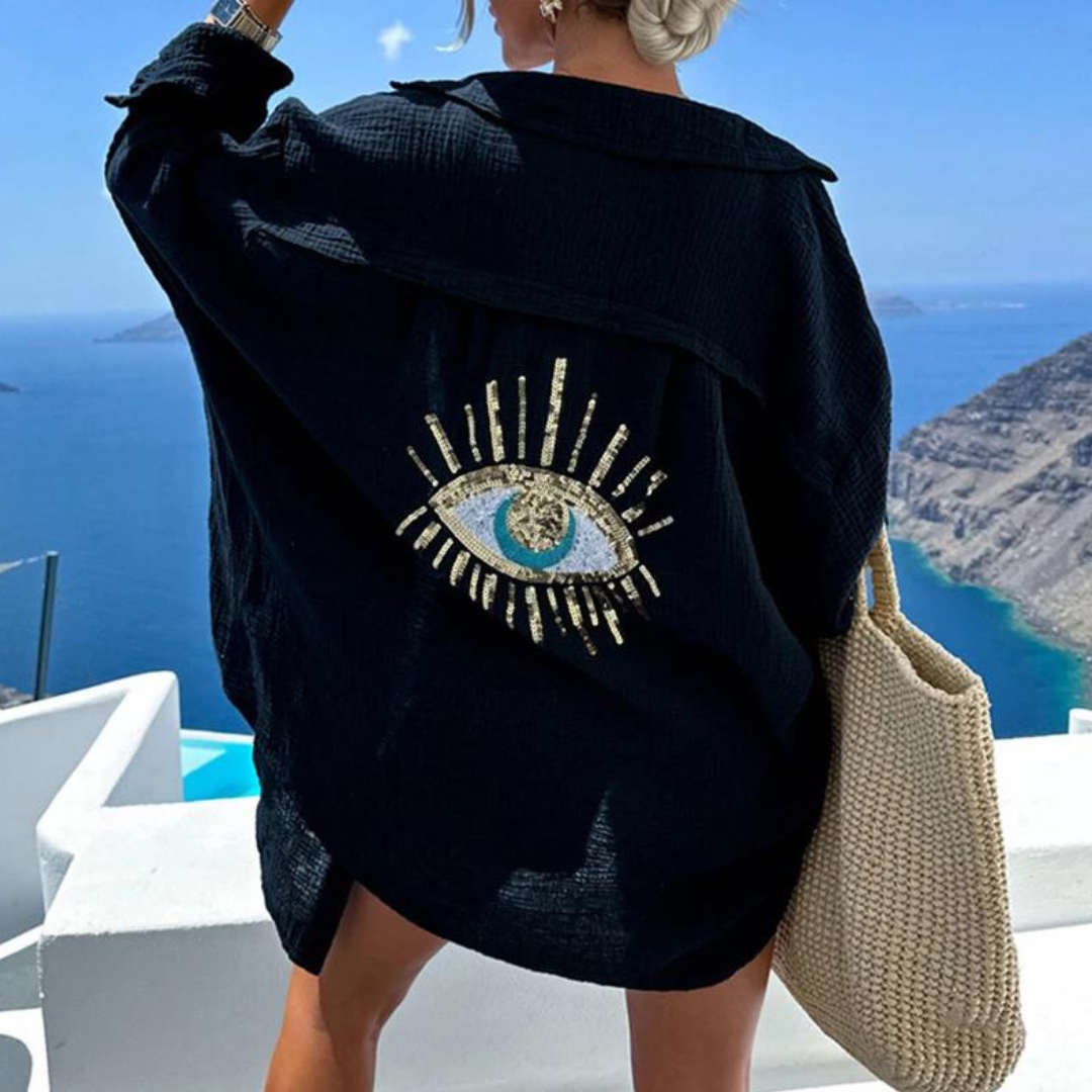 Sara | Stilvolles Hemd mit Pailletten und Perlenakzent