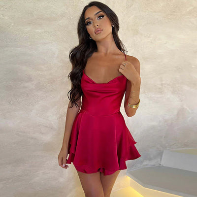 Rhodora – Seidiges Satin-Minikleid