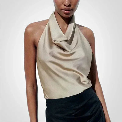 Sonya – satin-crop-top mit neckholder