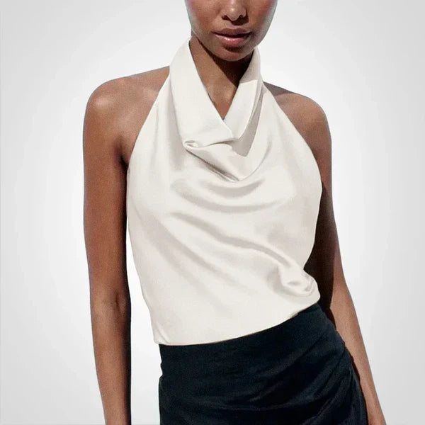 Sonya – satin-crop-top mit neckholder