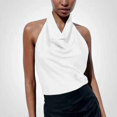 Sonya – satin-crop-top mit neckholder